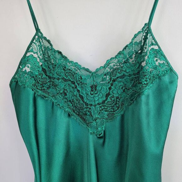 Vintage Alexandra Nicole emerald green slip dress lingerie coquette lace romanti - Picture 3 of 11
